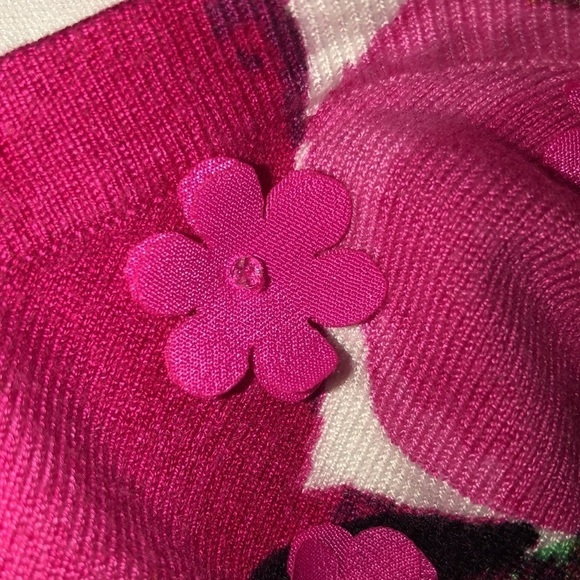 INC International Concepts White mini cardigan with Hot Pink Embellished flowers - Picture 12 of 12